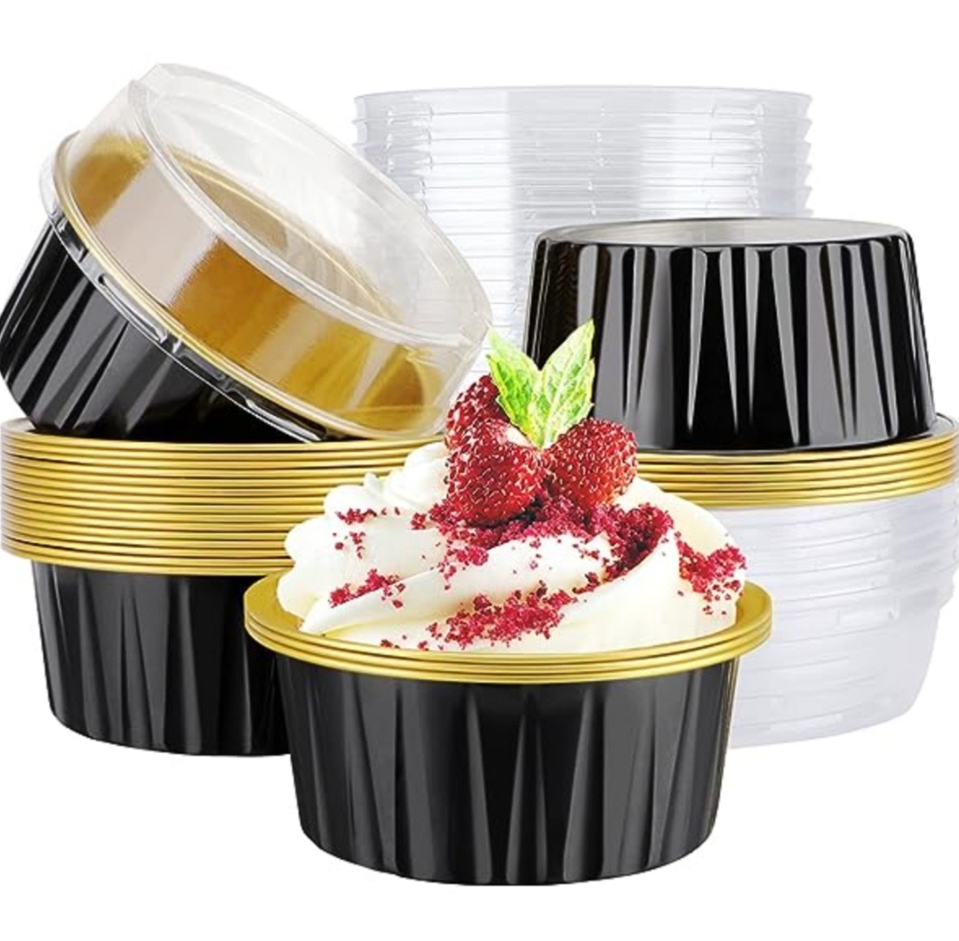 Black and gold aluminum foil tray